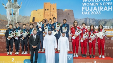 Photo: H.H. Sheikh Mohammed Al Sharqi attends World Cup Women's Epee final and honours winners